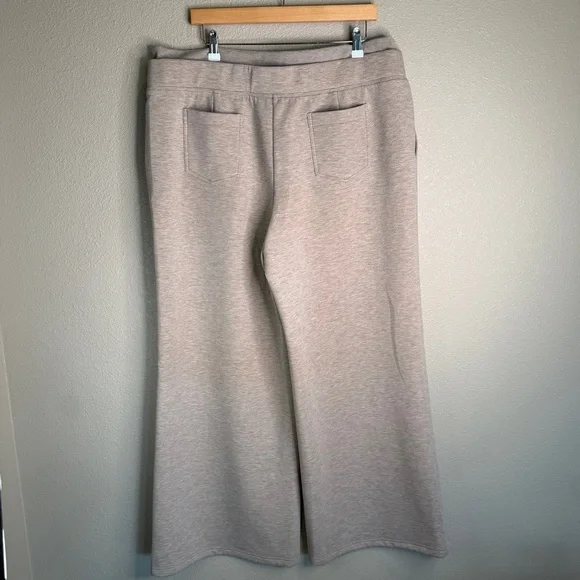OGL FuzzLuxe Double Waistband Straight Leg Pants w/ Pockets 2XL | Heather Taupe - Picture 3 of 8